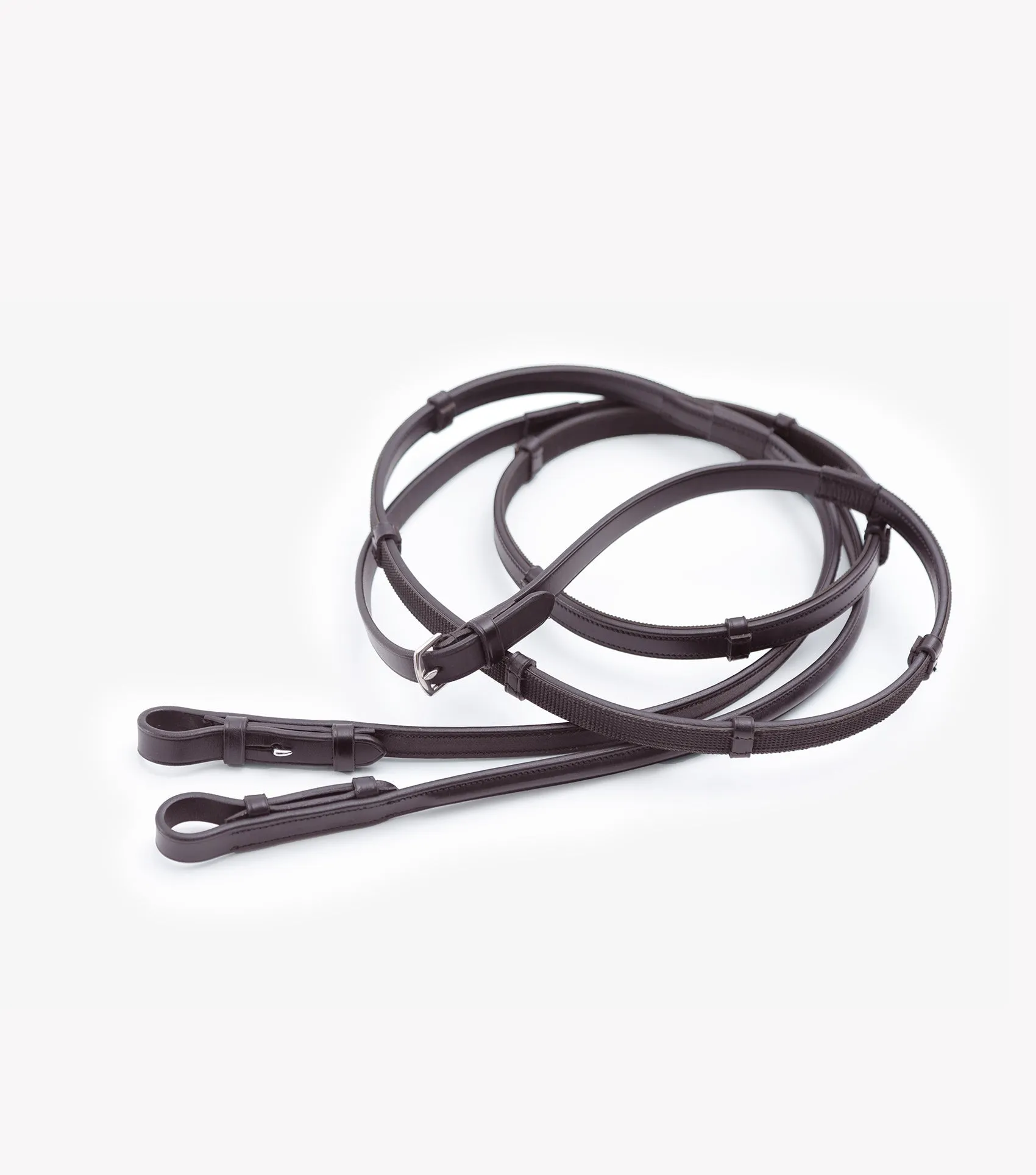 Salvatore Rubber & Leather Grip Reins Brown