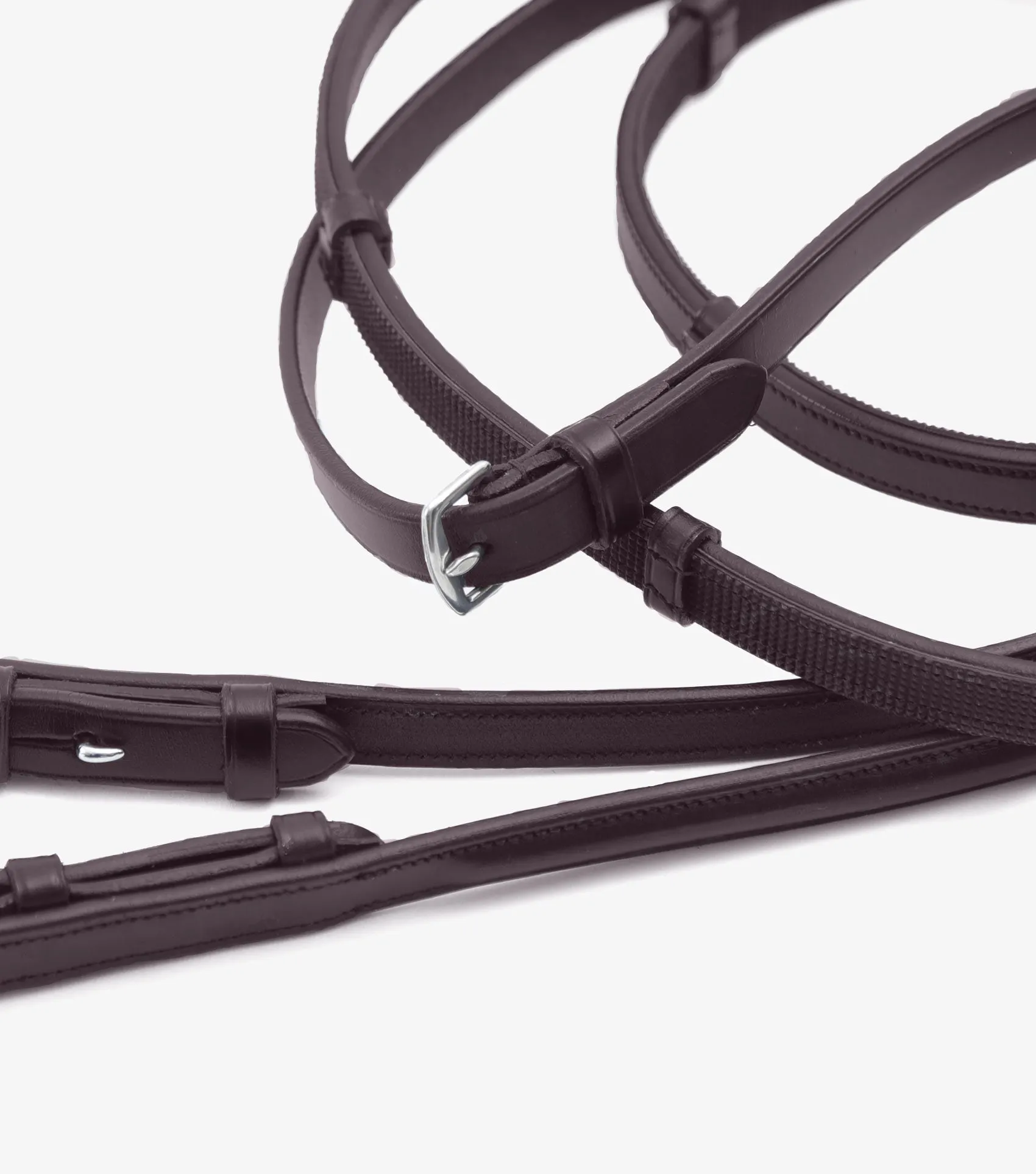 Salvatore Rubber & Leather Grip Reins Brown