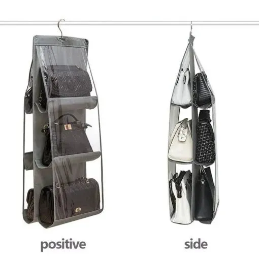 Six Pockets Hand Bags Organizer / Dust - Proof Space Saving Holder With Hanging Hook