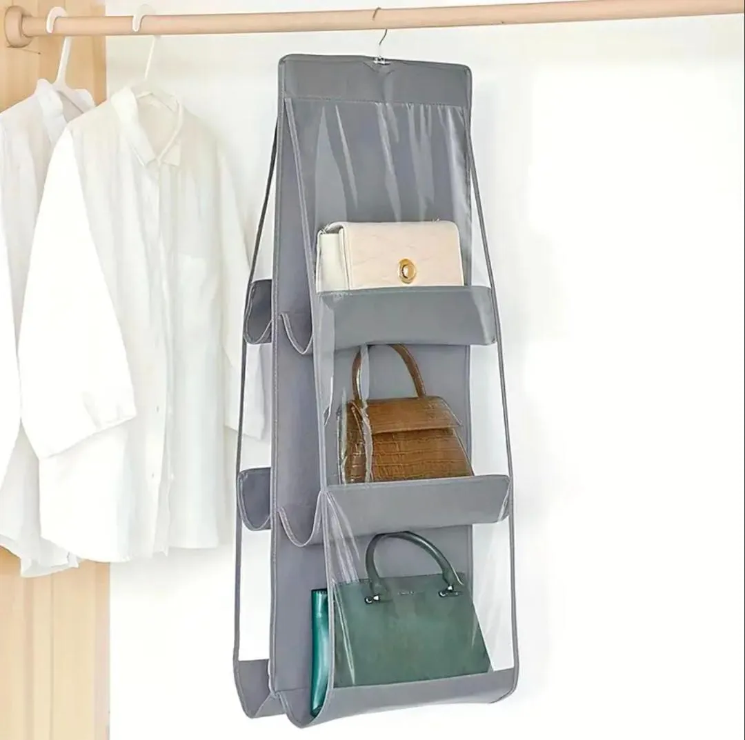 Six Pockets Hand Bags Organizer / Dust - Proof Space Saving Holder With Hanging Hook