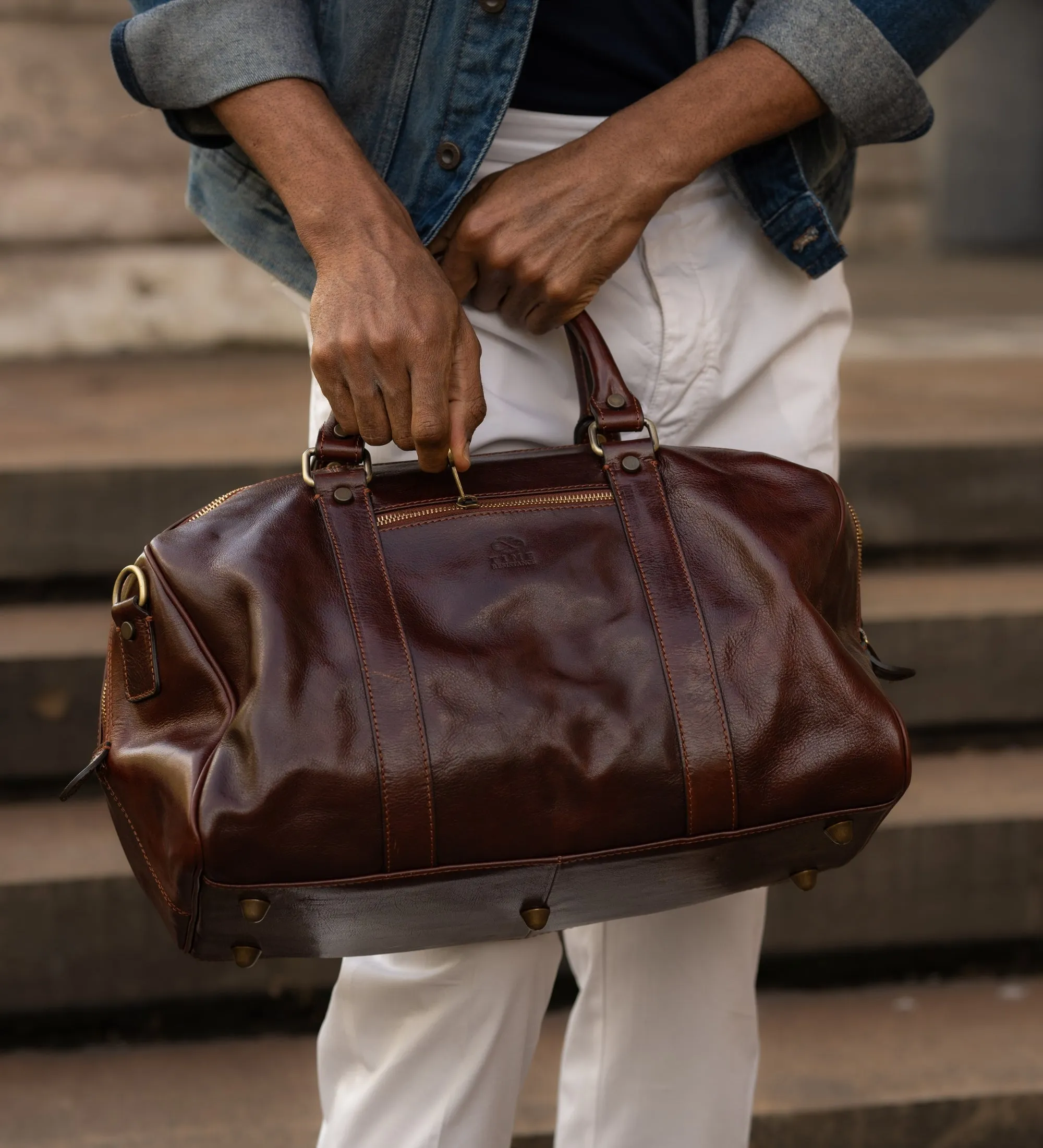 Small Leather Overnight Bag Duffel Bag - The Ambassadors