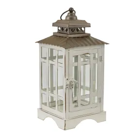 Small White Lantern Pillar Candle Holder