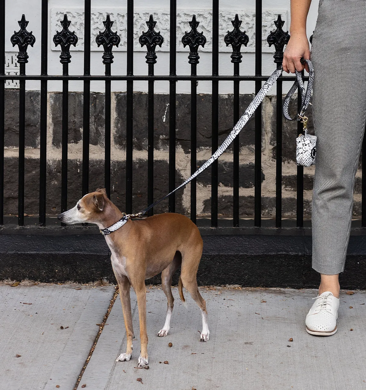 Snakeskin Print Leather Poop Bag Holder