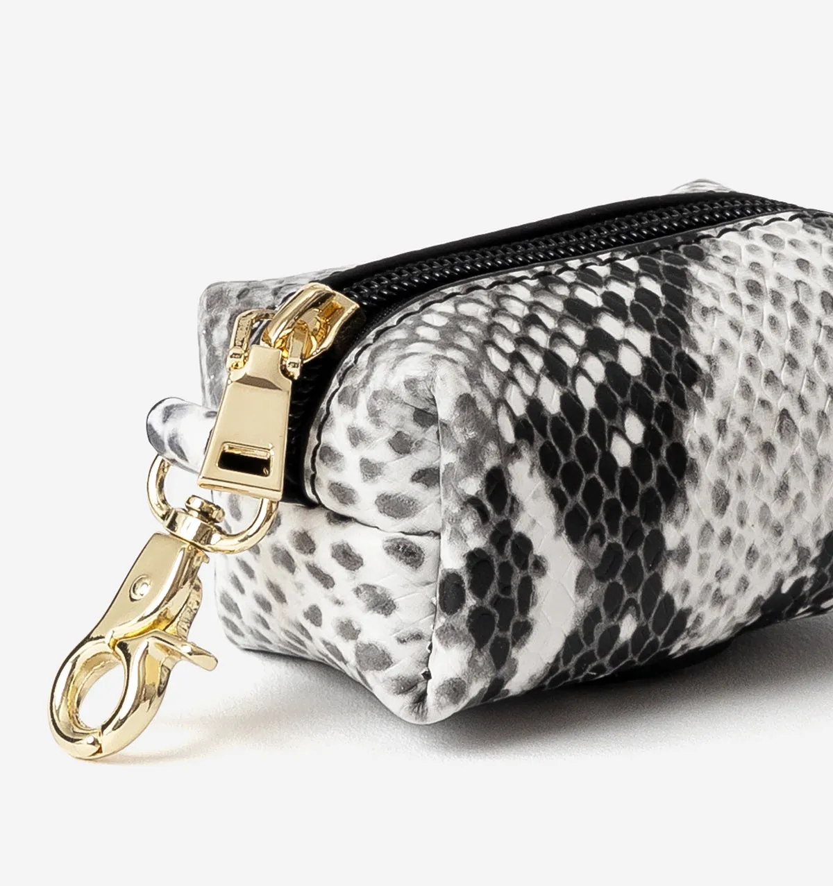 Snakeskin Print Leather Poop Bag Holder