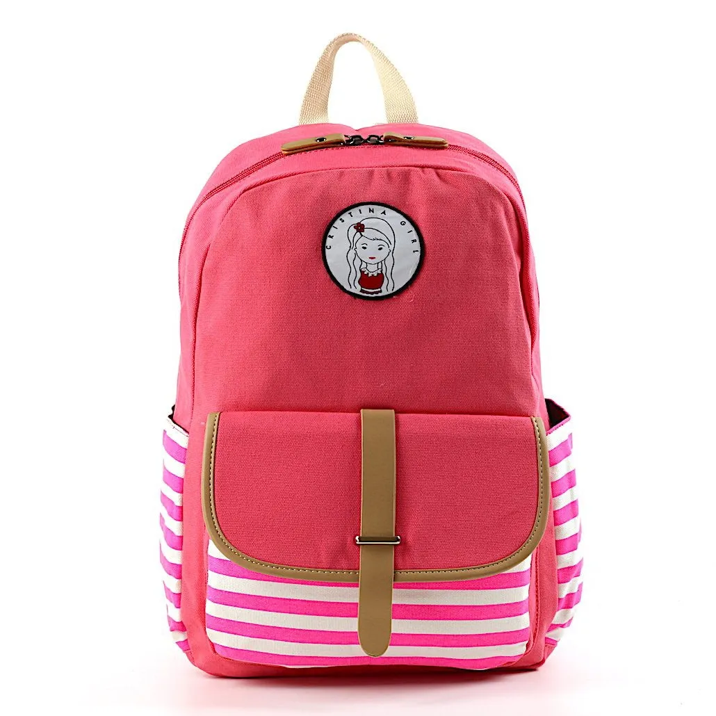 Striped Travel Backpack With Laptop Pocket