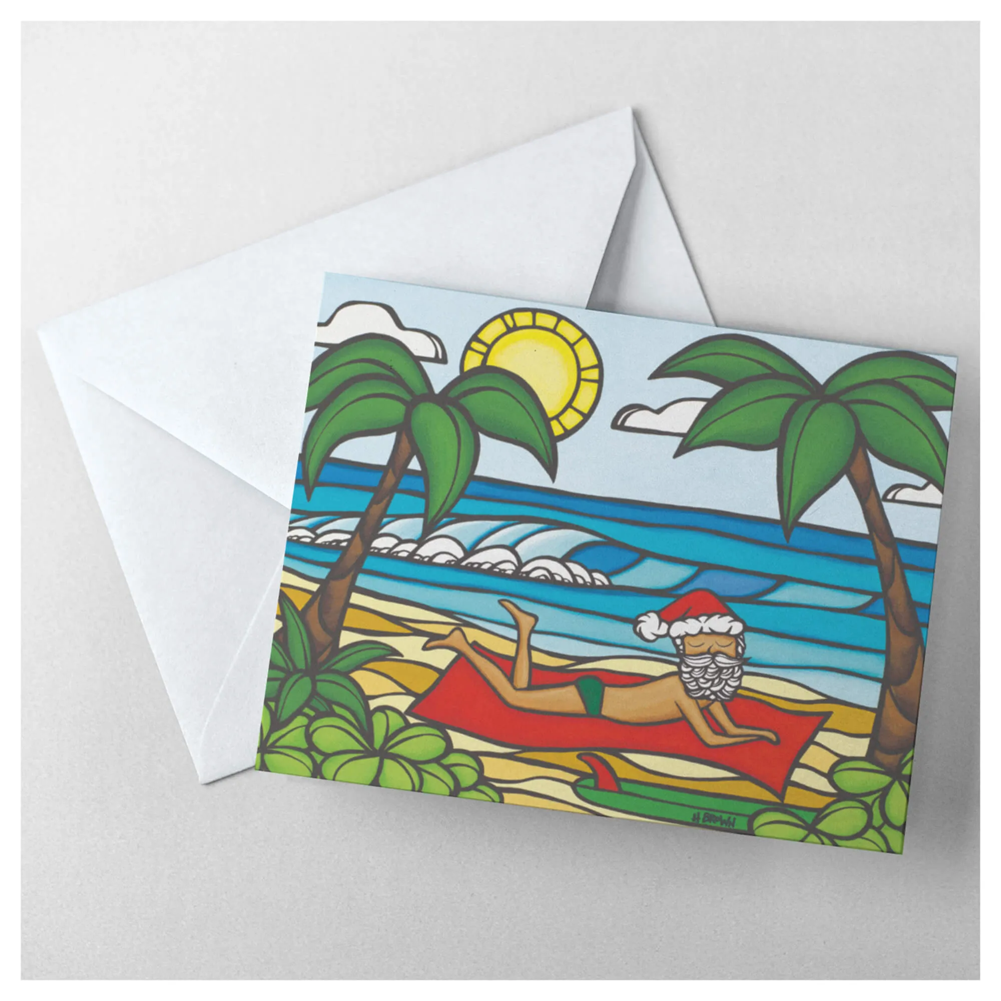 Sunbathing Santa Greeting Card