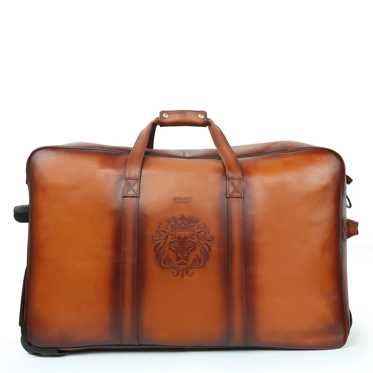 Tan Leather Roll Along Trolley Duffle Bag by Brune & Bareskin