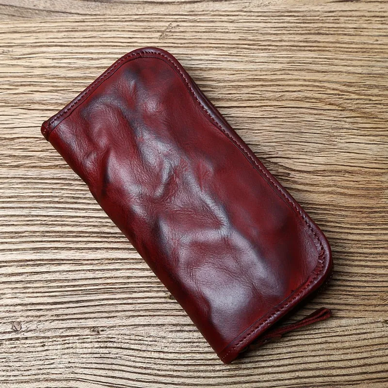 TEEK - Vintage Handmade Mens Leather Zipper Wallet