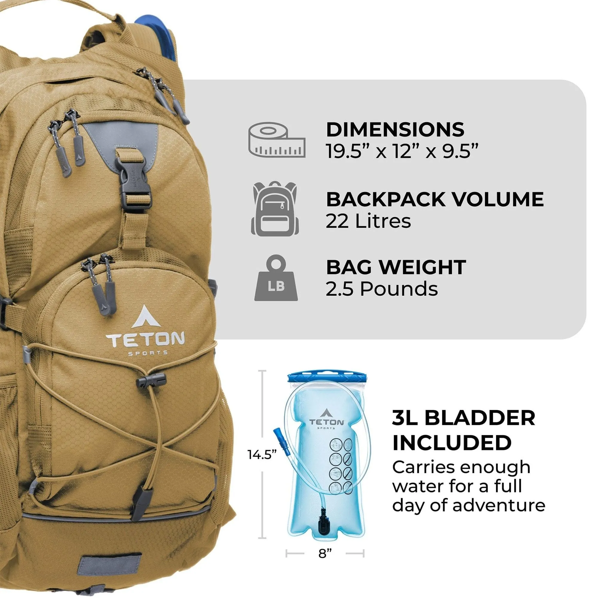 Teton Sports Oasis 22l Hydration Backpack with 3l Bladder in Pomegranate