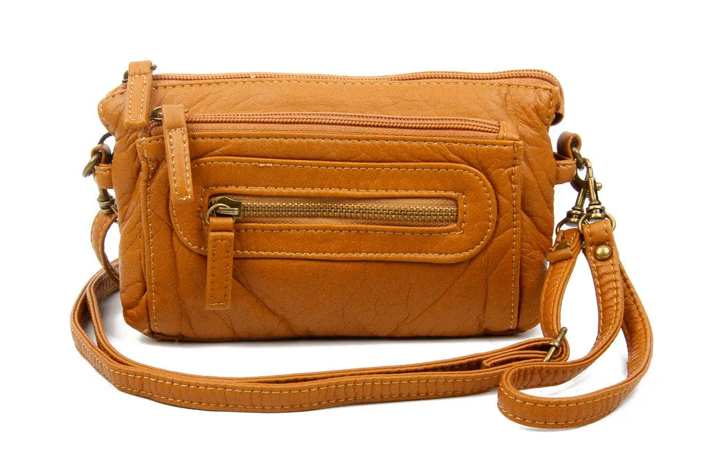 The Anita Three Way Crossbody Wristlet - Light Brown