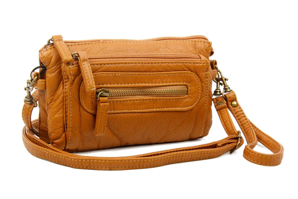 The Anita Three Way Crossbody Wristlet - Light Brown