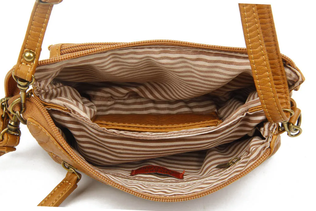 The Anita Three Way Crossbody Wristlet - Light Brown