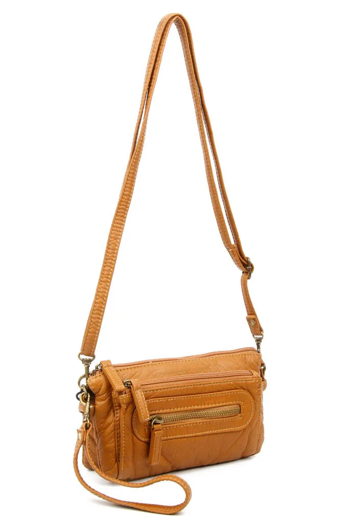 The Anita Three Way Crossbody Wristlet - Light Brown