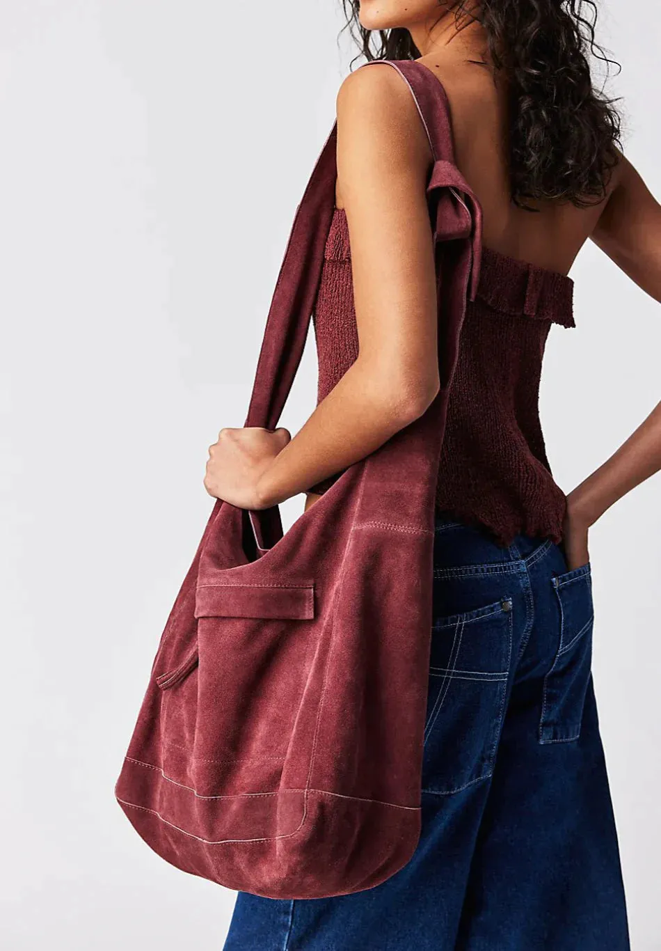 The Jessa Suede Carryall by Free People - Merlot