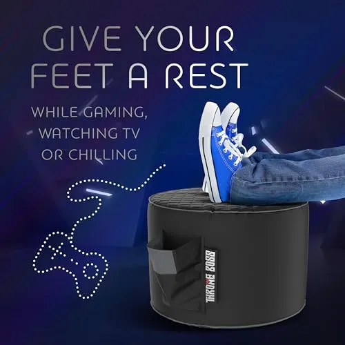 Throne Boss Gaming Footstool Matching Bean Bag Chair Gamer Footrest Drink Holder