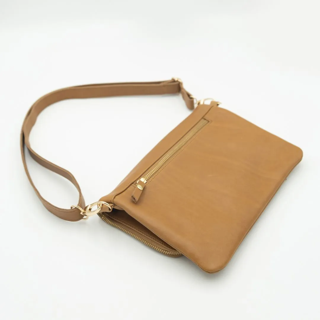 Toffee Convertible Clutch (w Gold Fittings)