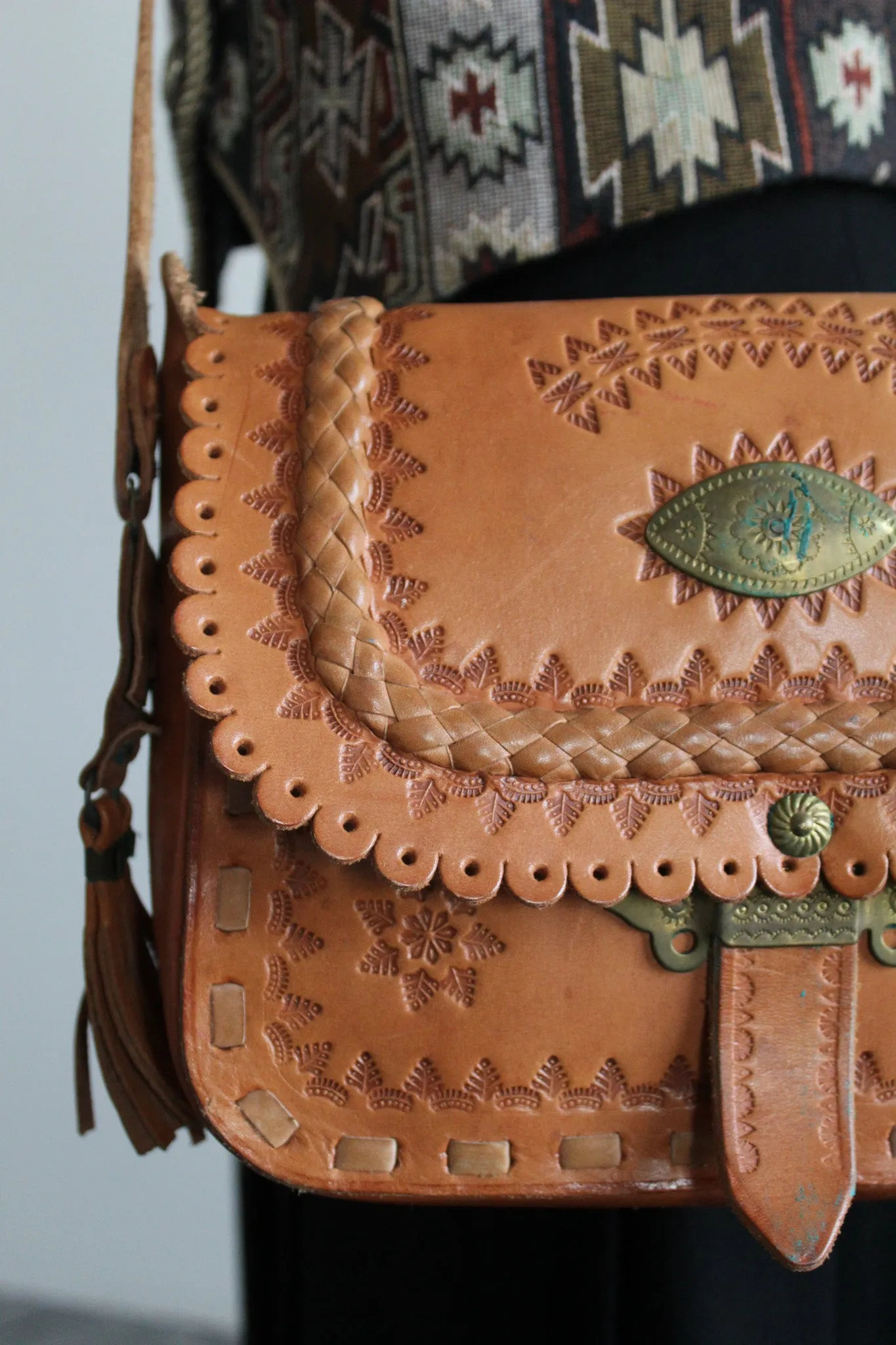 tooled leather bag