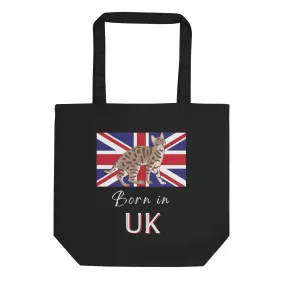 UK flag and cat, Eco Tote Bag