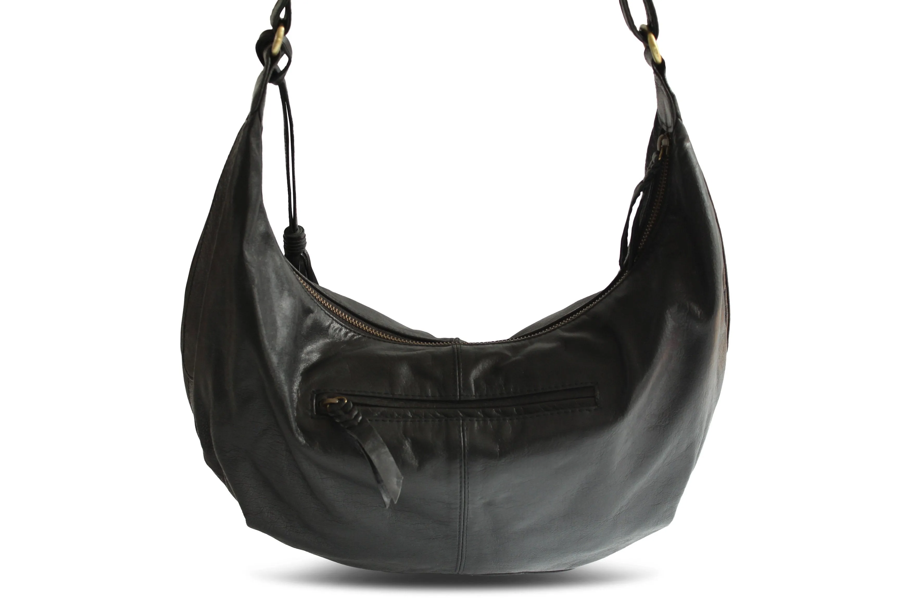 VANESSA LEATHER HANDBAG IN BLACK