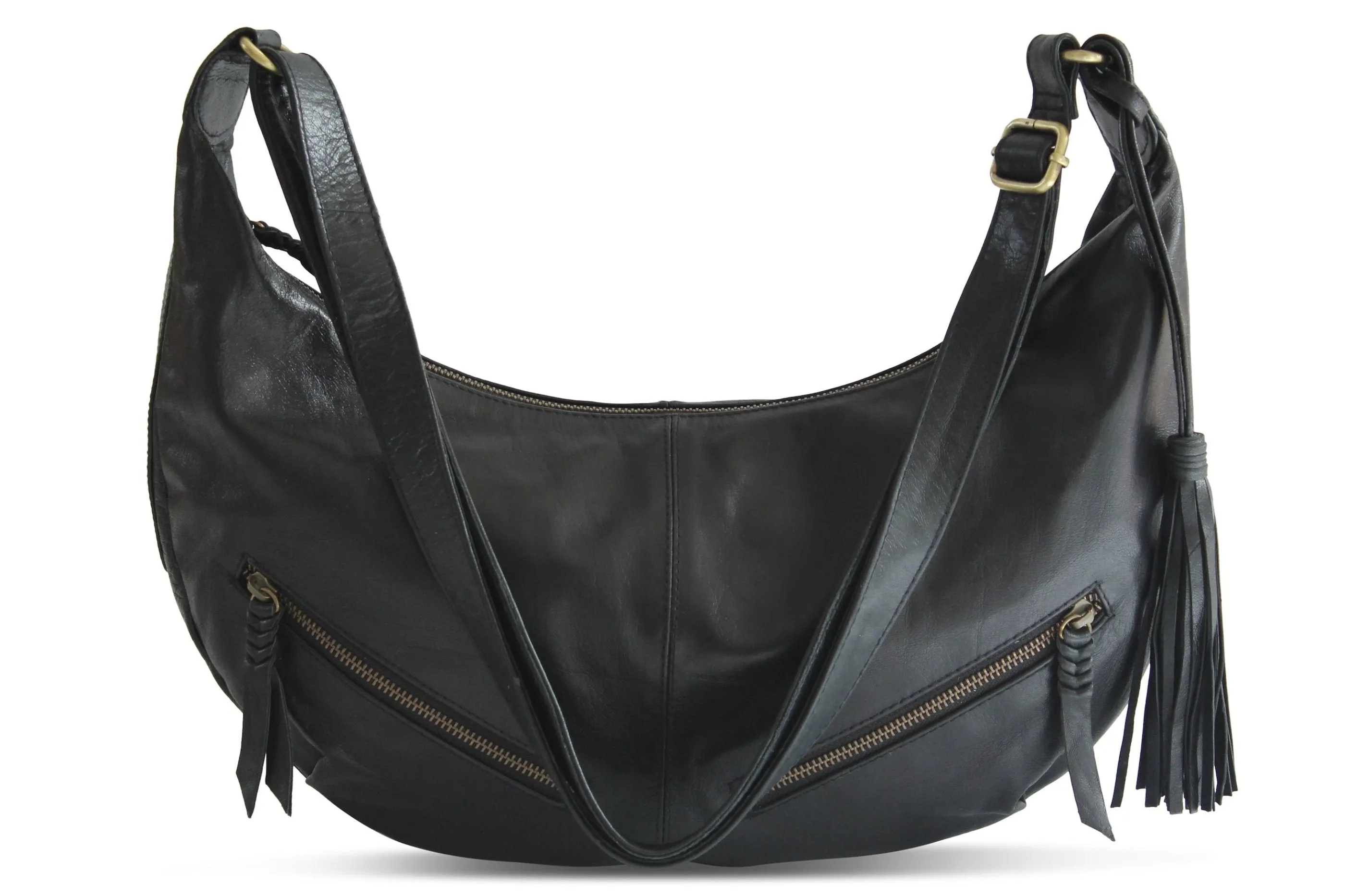 VANESSA LEATHER HANDBAG IN BLACK