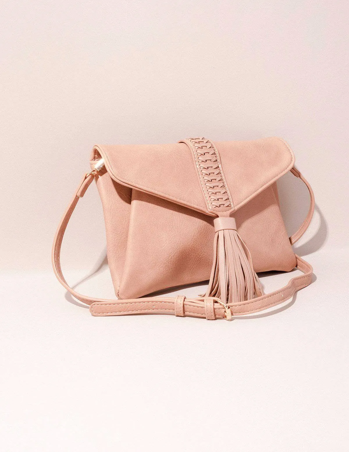 Vegan Leather Clutch/Crossbody Bag - Sand