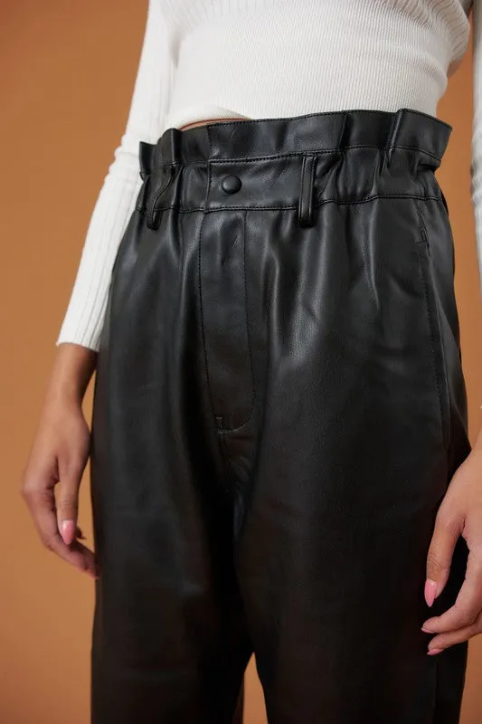 VEGAN LEATHER PAPER BAG PANTS