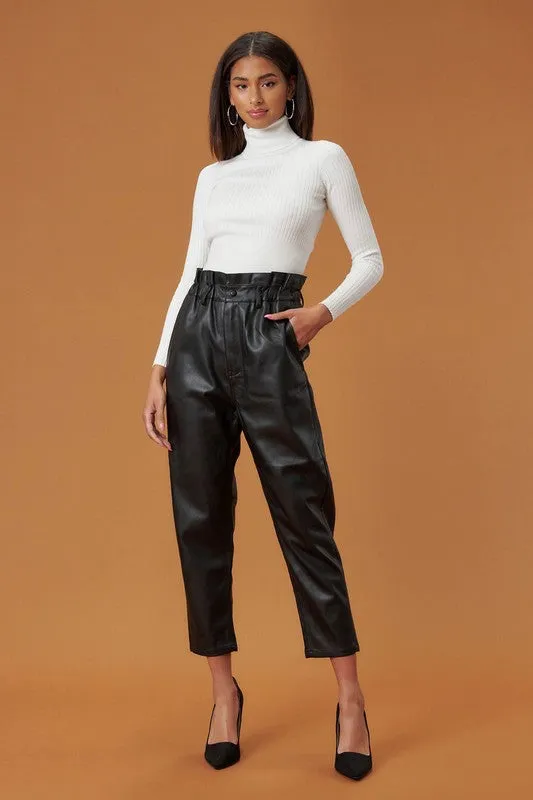 VEGAN LEATHER PAPER BAG PANTS