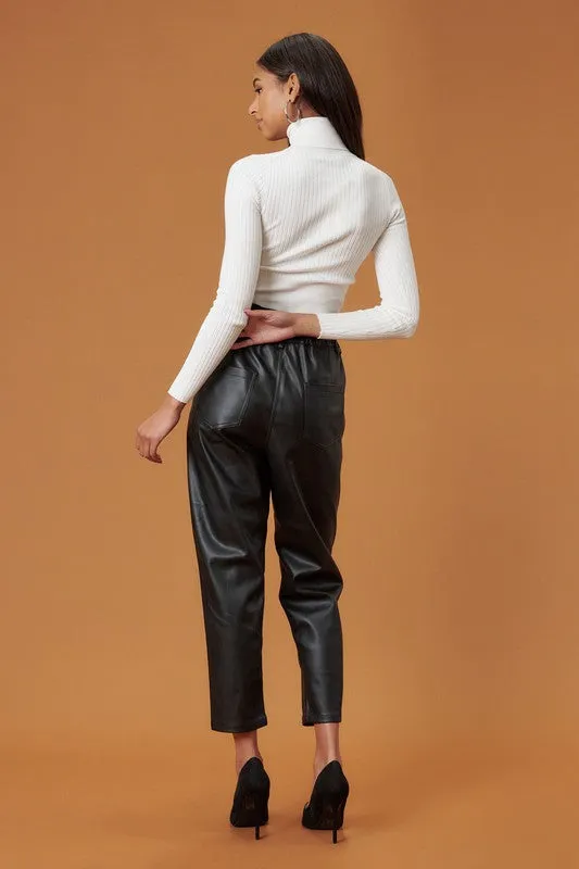 VEGAN LEATHER PAPER BAG PANTS