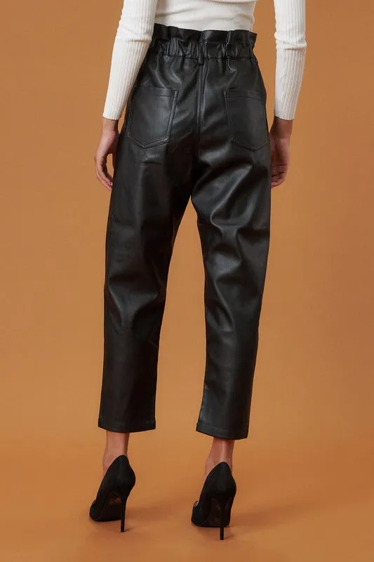 VEGAN LEATHER PAPER BAG PANTS