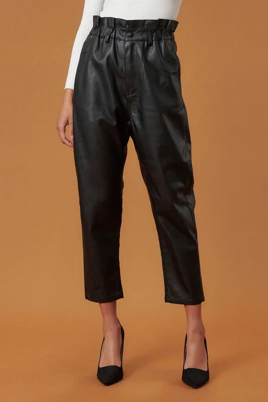 VEGAN LEATHER PAPER BAG PANTS