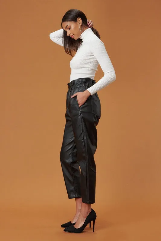 VEGAN LEATHER PAPER BAG PANTS