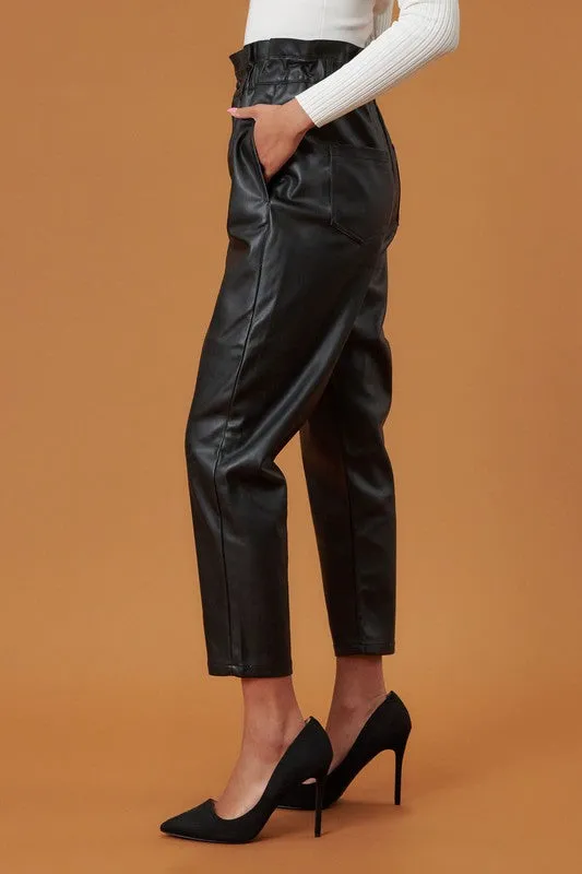 VEGAN LEATHER PAPER BAG PANTS