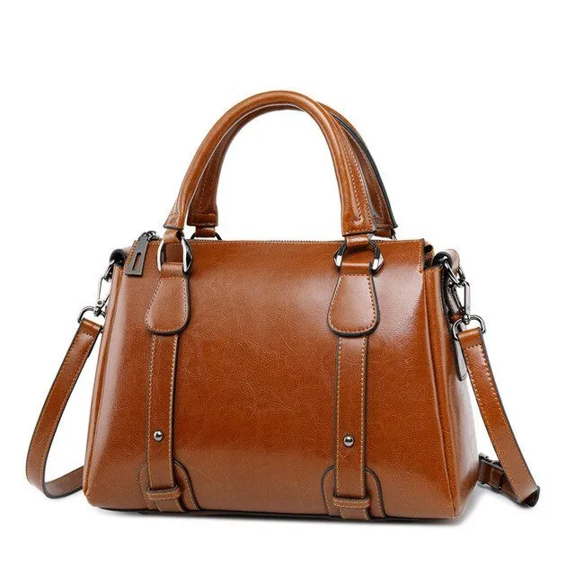 Vintage Ladies Oil Wax Leather Handbags Leather Satchel