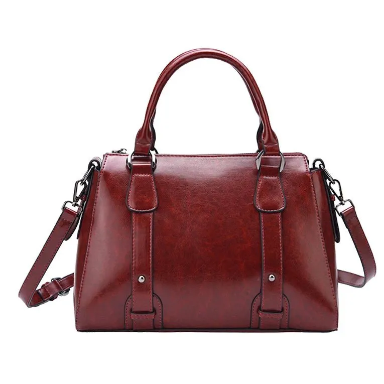 Vintage Ladies Oil Wax Leather Handbags Leather Satchel