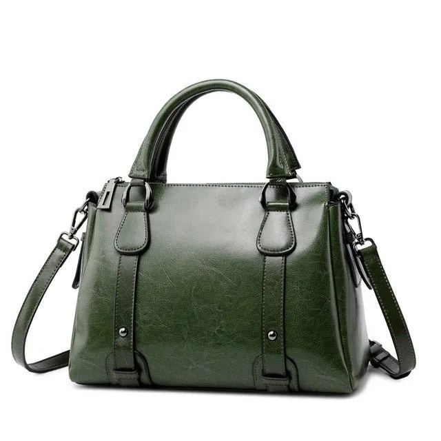 Vintage Ladies Oil Wax Leather Handbags Leather Satchel