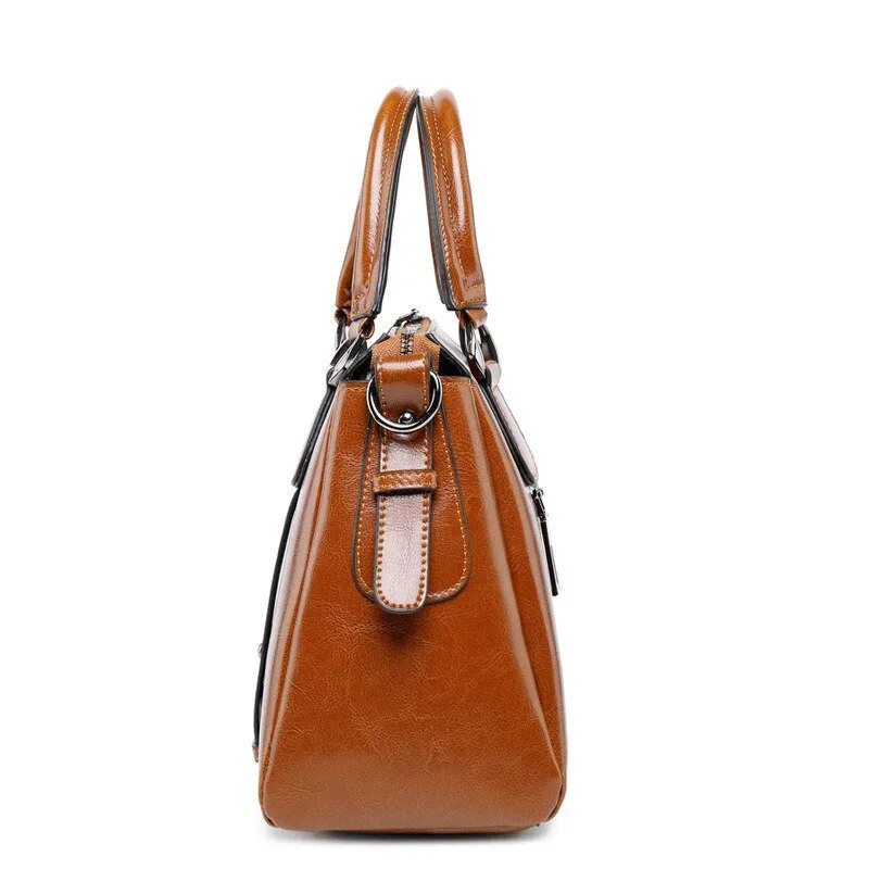 Vintage Ladies Oil Wax Leather Handbags Leather Satchel