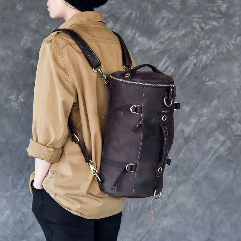 Vintage Leather Shoulder Men's Backpack