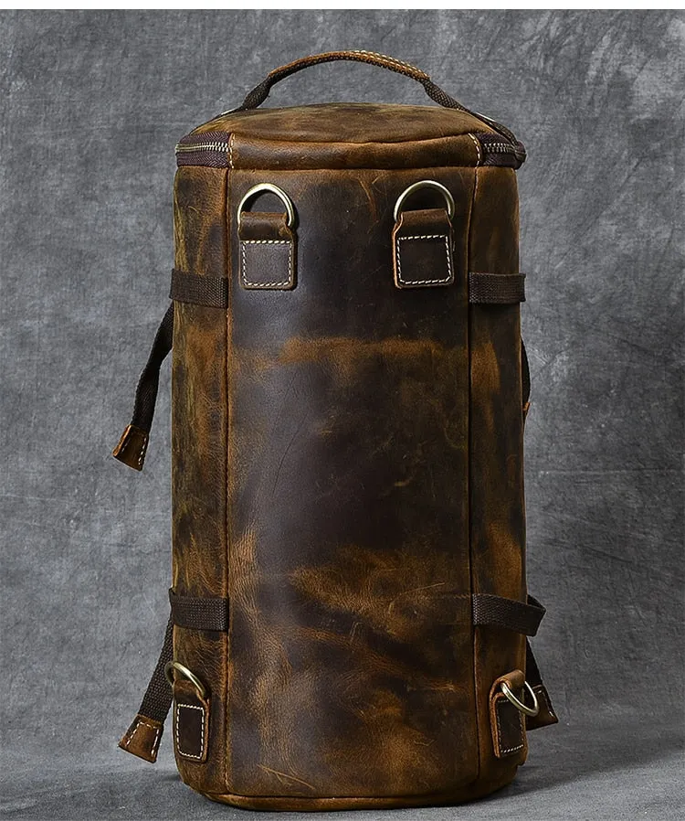 Vintage Leather Shoulder Men's Backpack