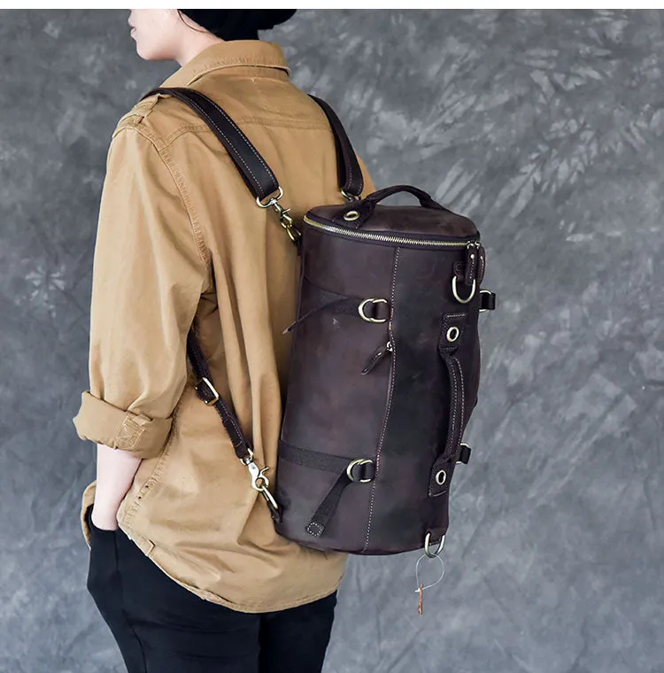 Vintage Leather Shoulder Men's Backpack