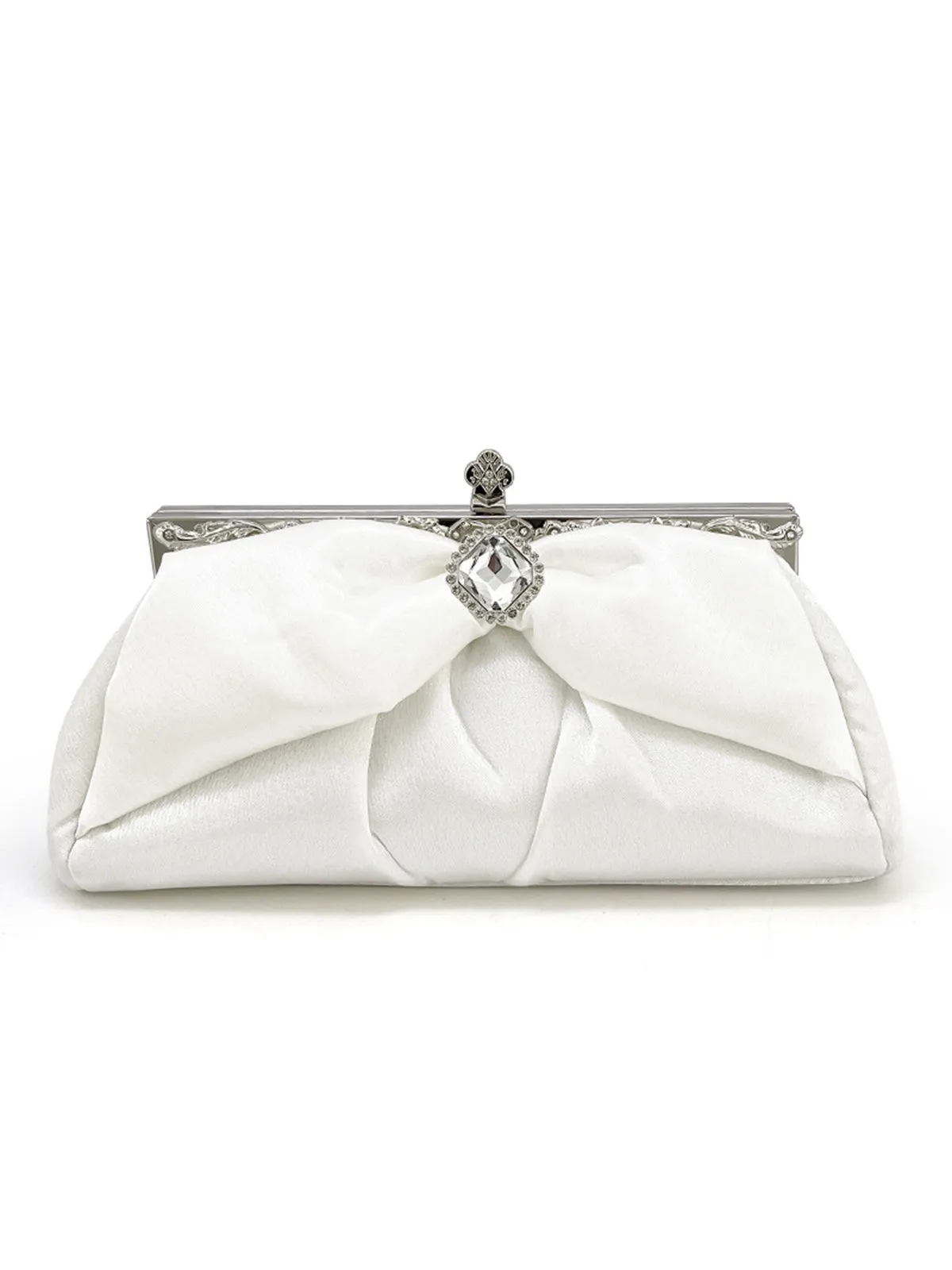 Vintage White Pleated Evening Clutch Bag