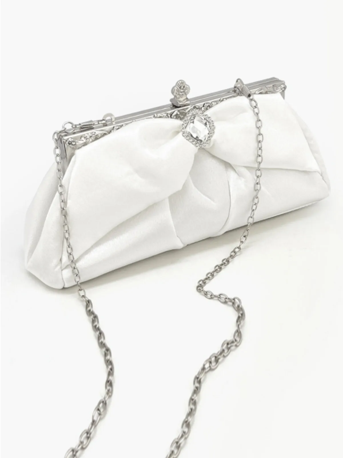 Vintage White Pleated Evening Clutch Bag