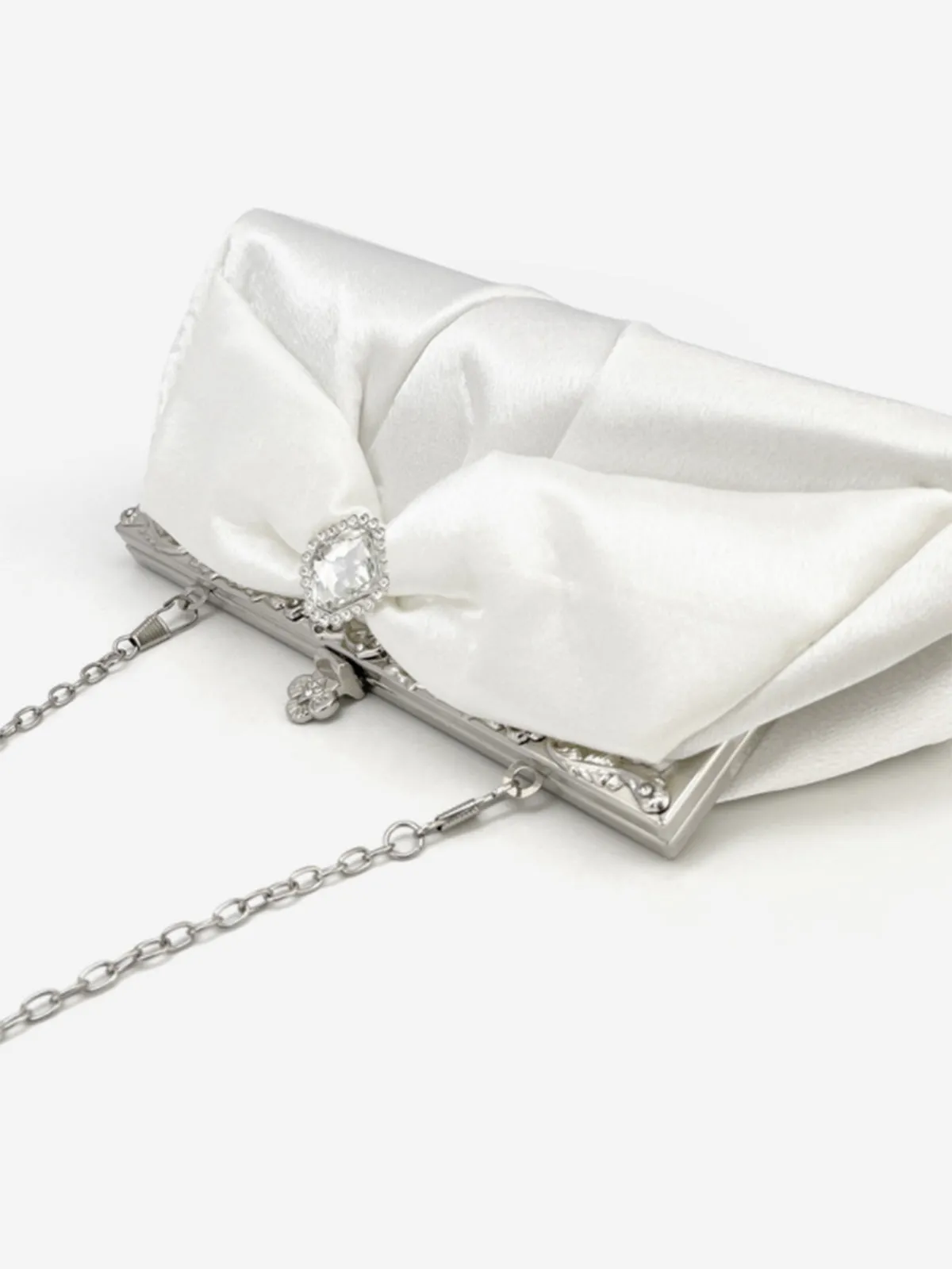 Vintage White Pleated Evening Clutch Bag