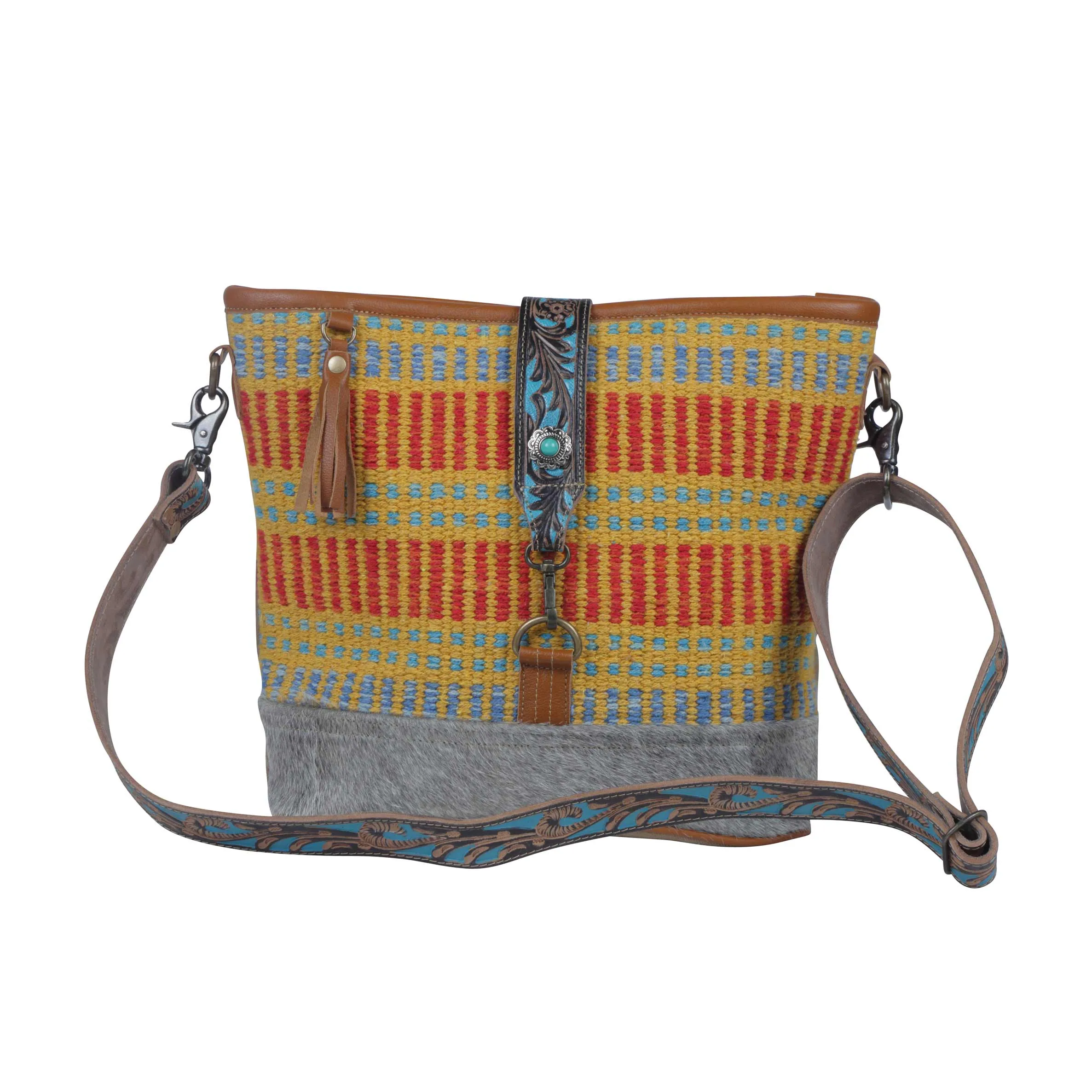 Vivid Orange  Hand-Tooled Bag