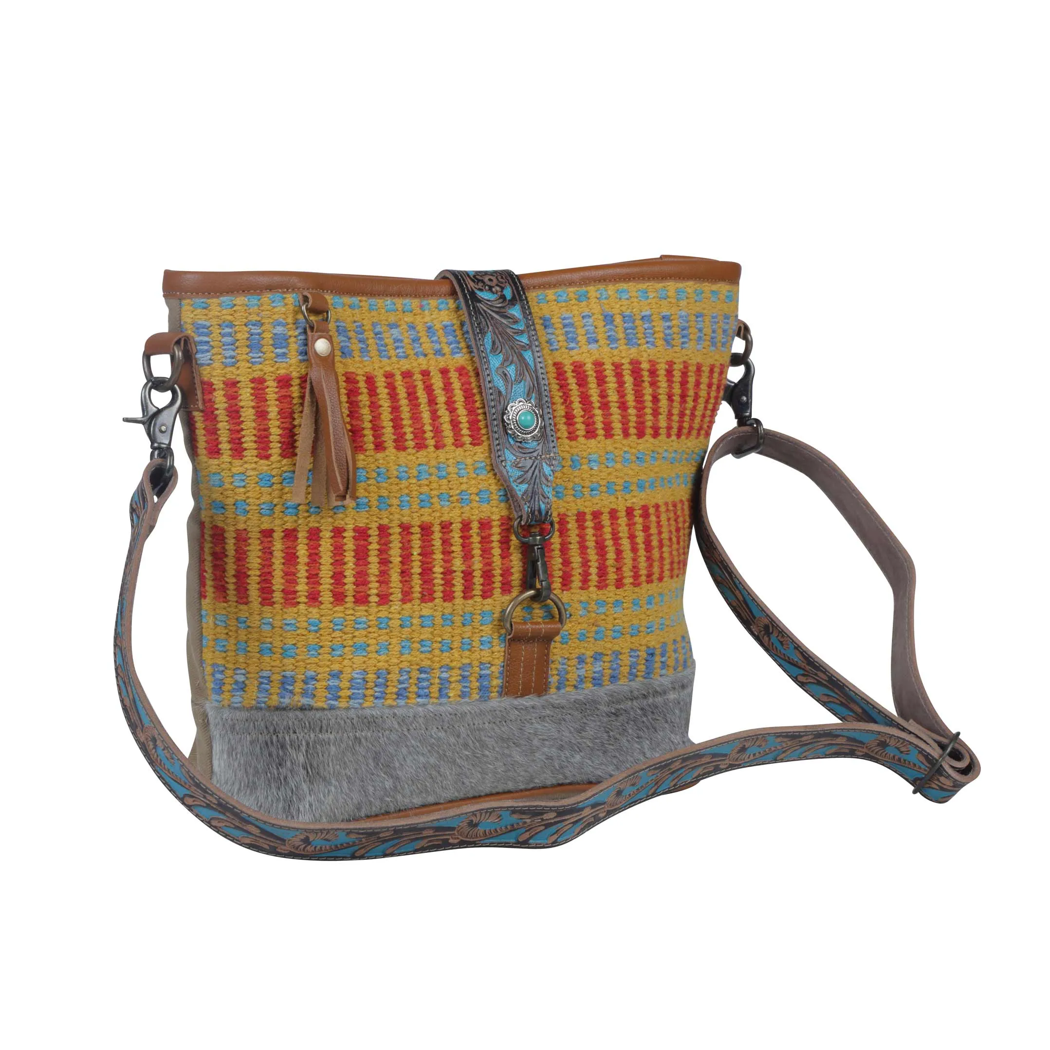 Vivid Orange  Hand-Tooled Bag