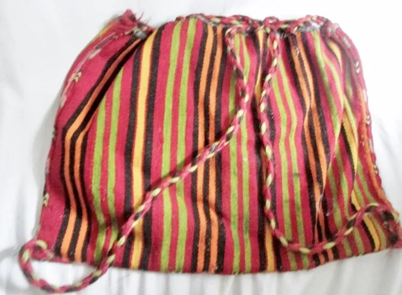 Vtg Latin Rucksack Tote BACKPACK TRAVEL BAG SERAPE BLANKET Bag Striped Wool Daytripper RAINBOW