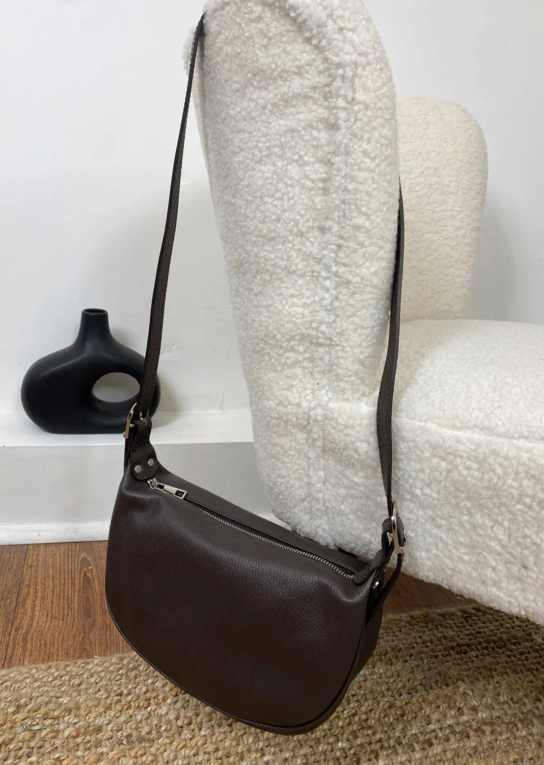 Whisper Leather Sling Bag in Espresso