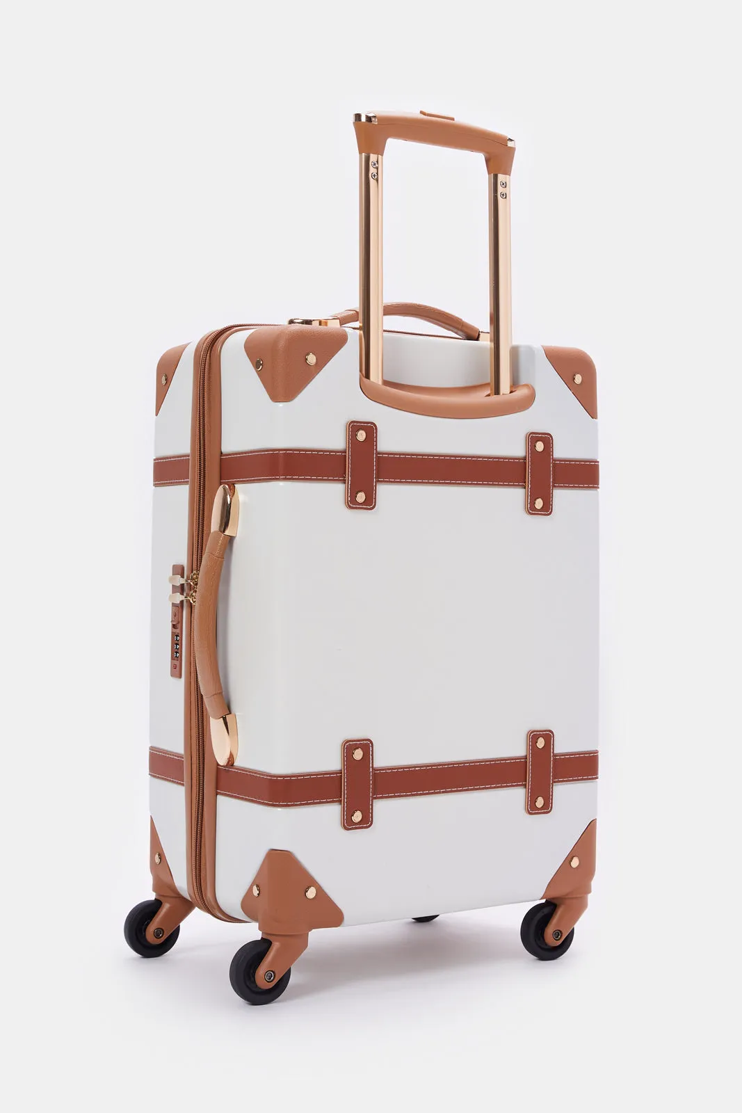 White And Brown Luggage Trolley Set (14, 20 Inch)