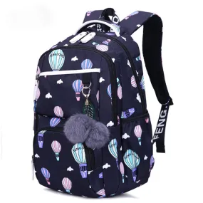 women fluffy ball print anti theft multifunction laptop bag backpack