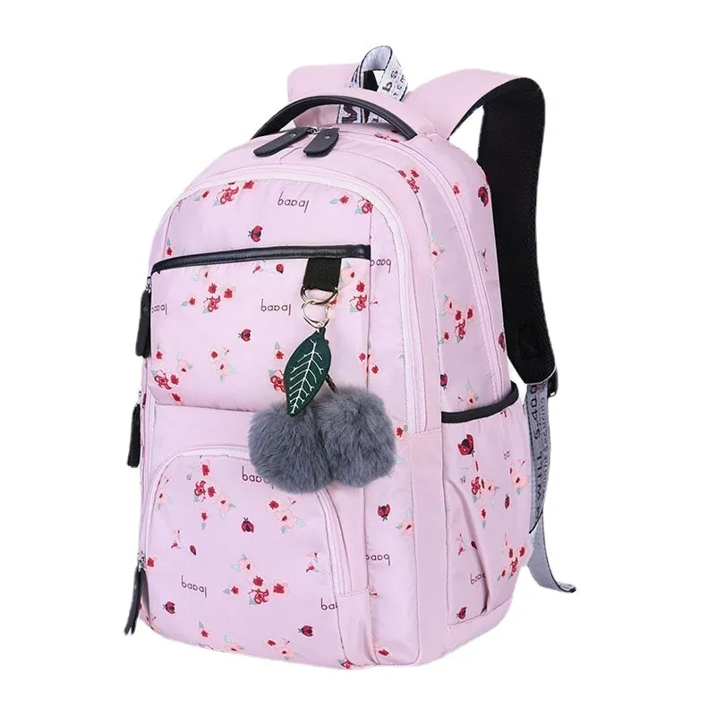 women fluffy ball print anti theft multifunction laptop bag backpack