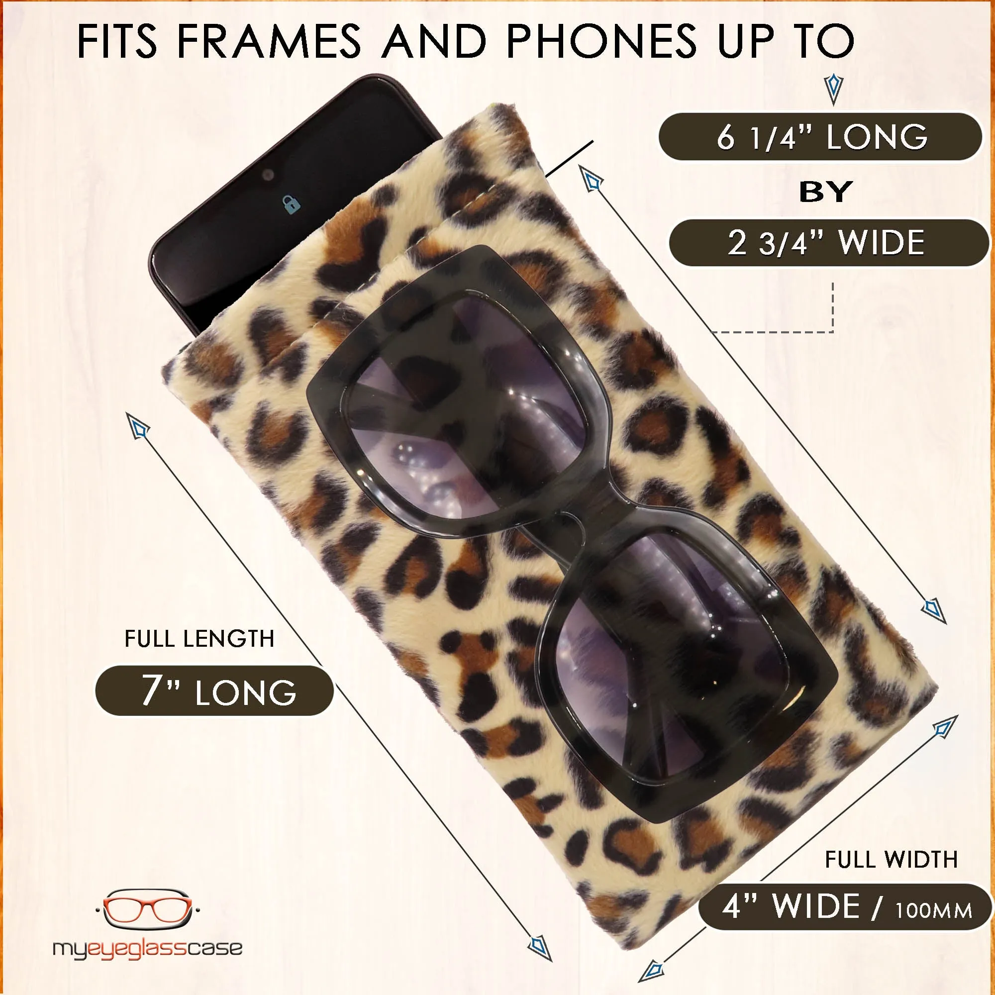 Women Soft Sunglasses Case - X-Large Eyeglass Pouch| Passport Holder | Earbud & Phone Charger Storage Case (CT8 Leopard)